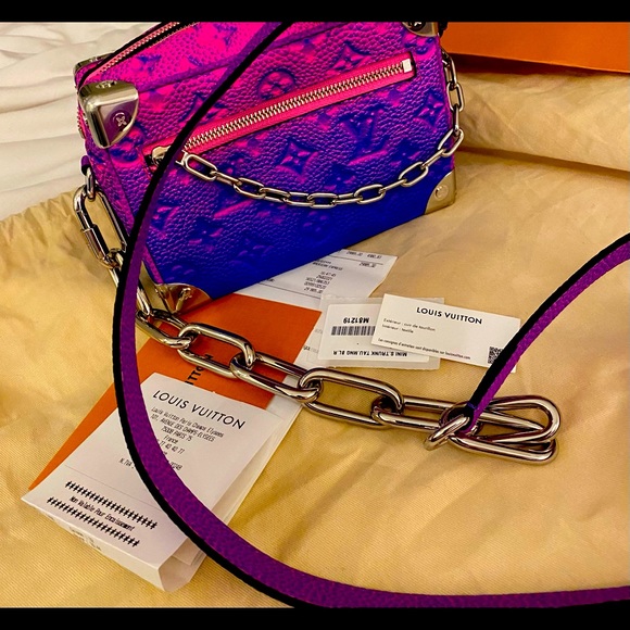 Mini S Trunk Rau Mng BL R Rose Bull Calfskins Leather Cross Body Bag - Picture 8 of 9